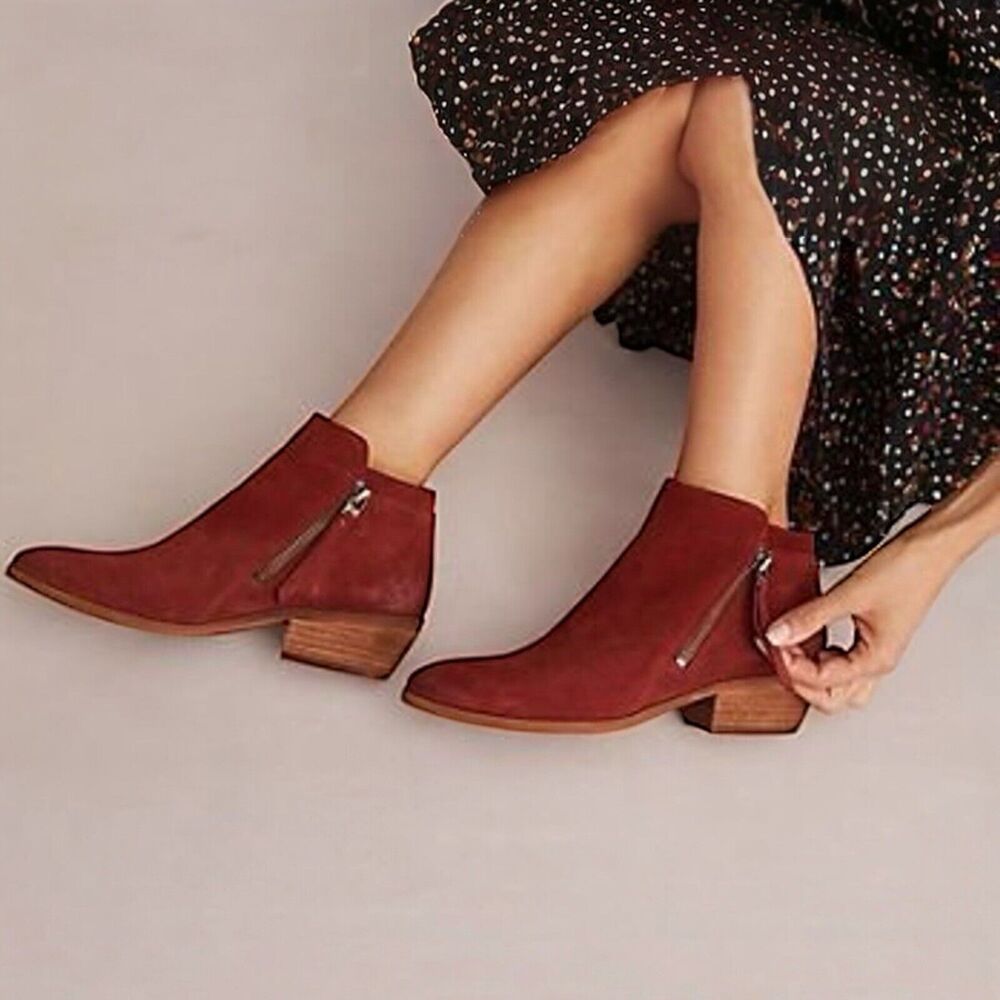 Sam Edelman Packer Women’s Suede Ankle Booties Size 10 M Brown Side Zippers NEW